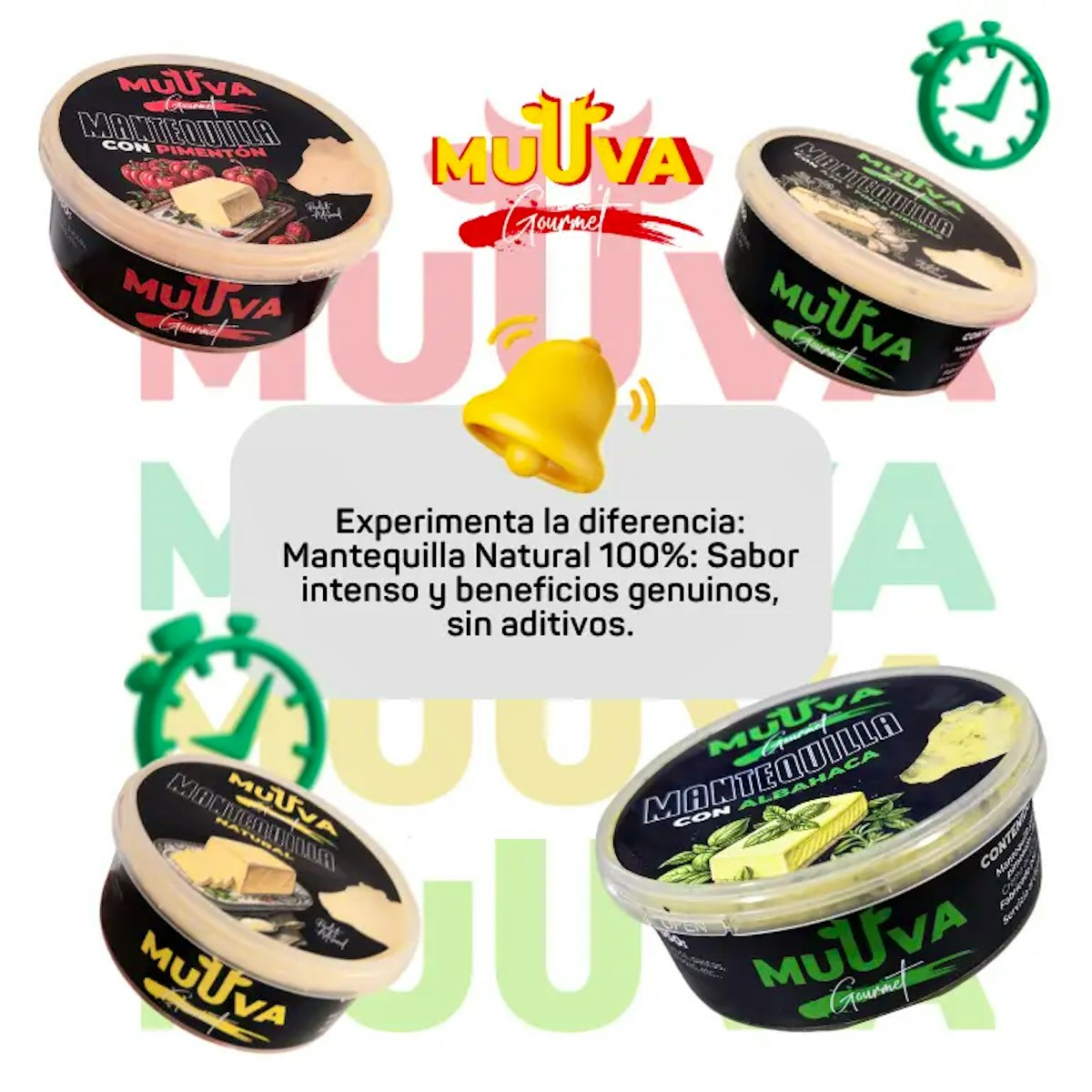MUUVA Mantequilla de Pimentón, Albahaca y Ajo con Finas Hierbas - Producto 100% natural con sabores intensos, sin aditivos ni conservantes